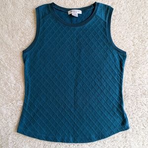 Teal color Sleeveless top with texture